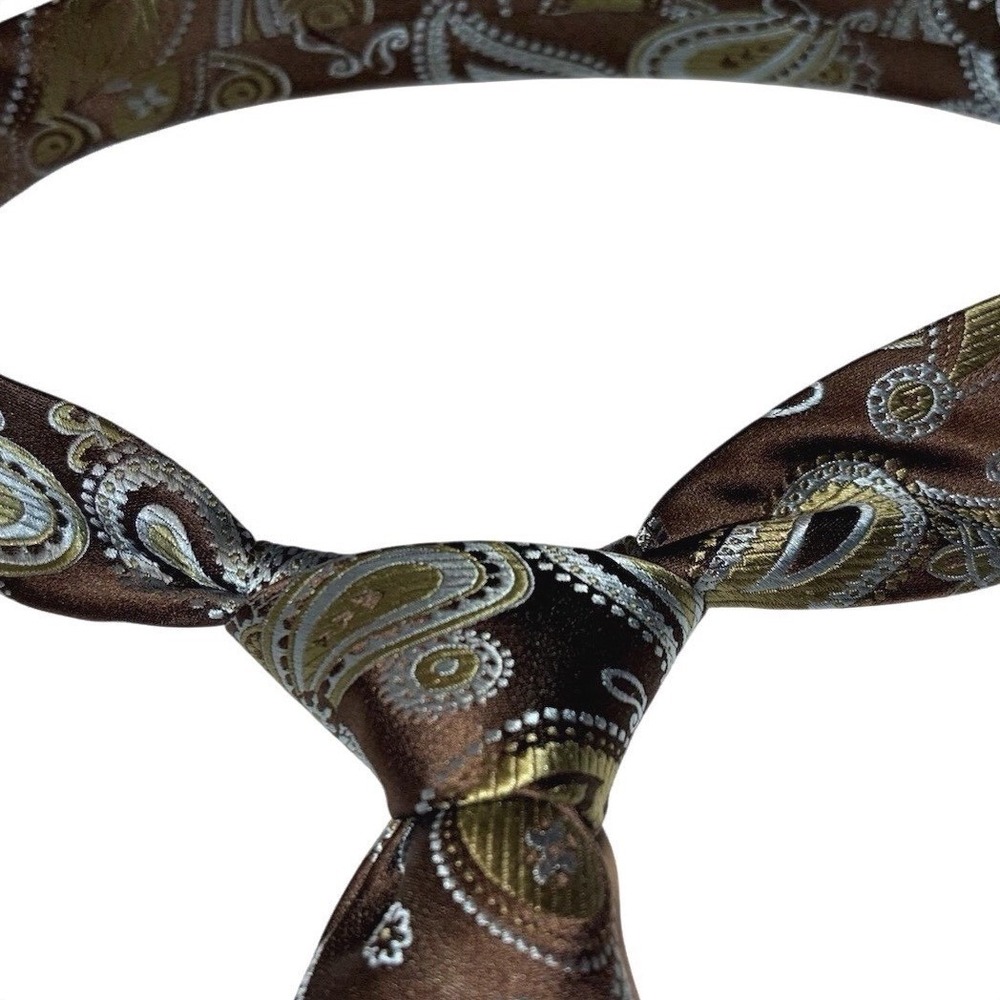 Gorgeous Axcess‎ Men's Green & Brown paisley necktie Tie 60X3.3/4